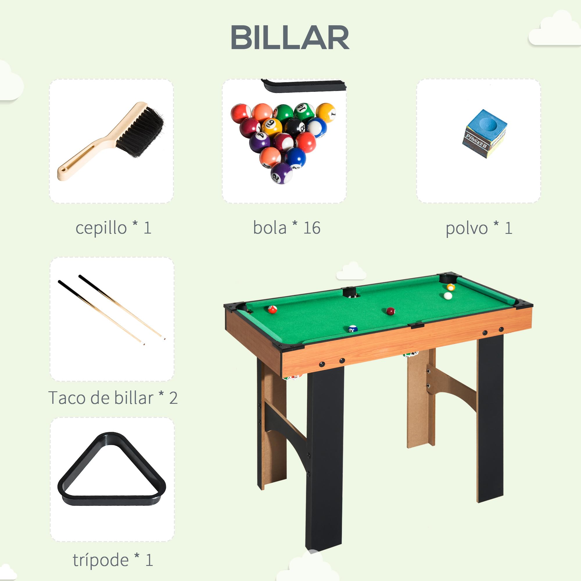 HOMCOM Mesa Multijuegos 4 en 1 para Niños +6 Años Mesa de Juego con Futbolines, Mesita de Billar y Ping-Pong 92x78x80 cm Natural y Negro