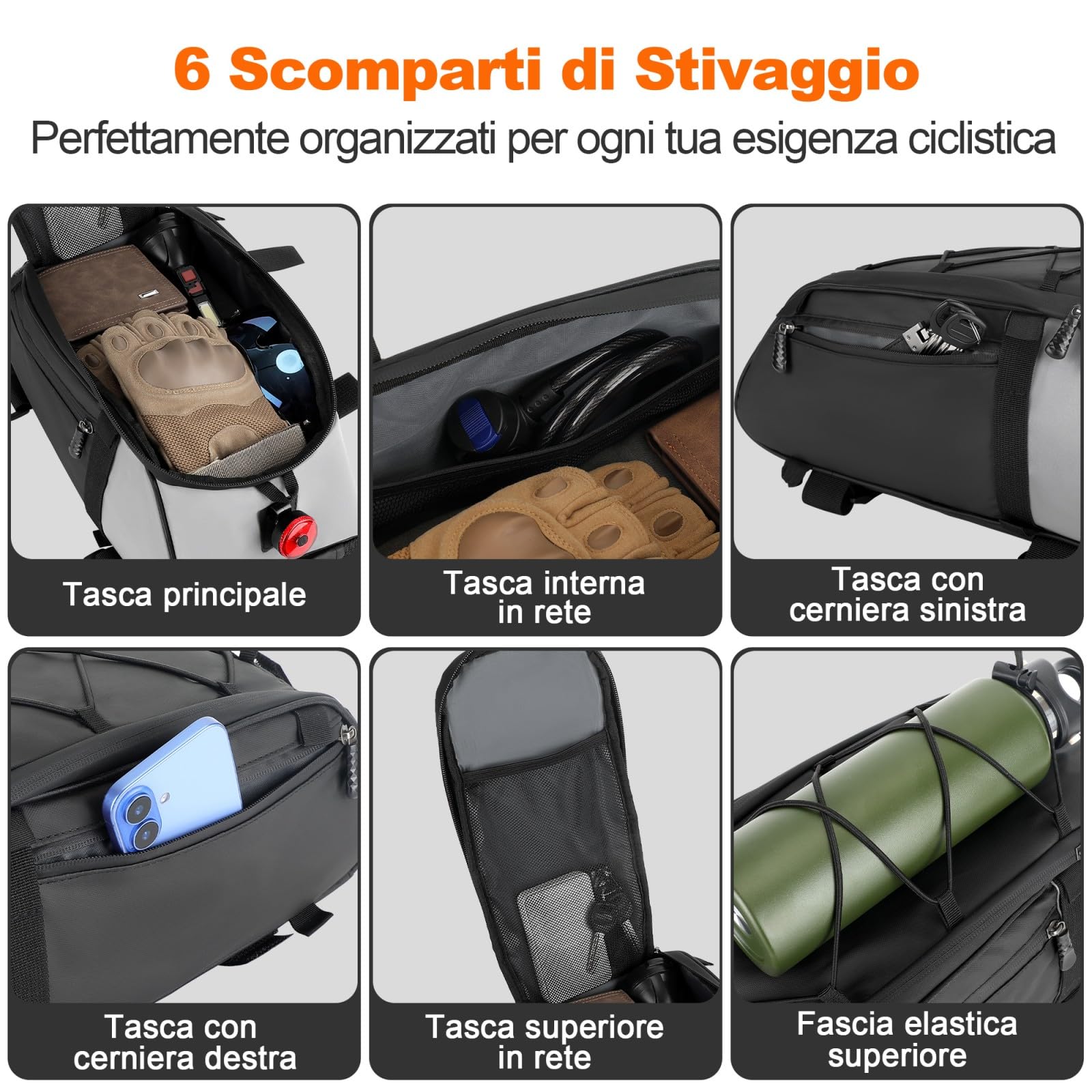 WILDKEN Borsa Portapacchi Bici Posteriore, 12L Nero Impermeabile e Riflettente Borse Portapacchi Bici, con Maniglia e Cinghia Regolabile, Borse per Bicicletta Posteriori per MTB, Bici da Strada