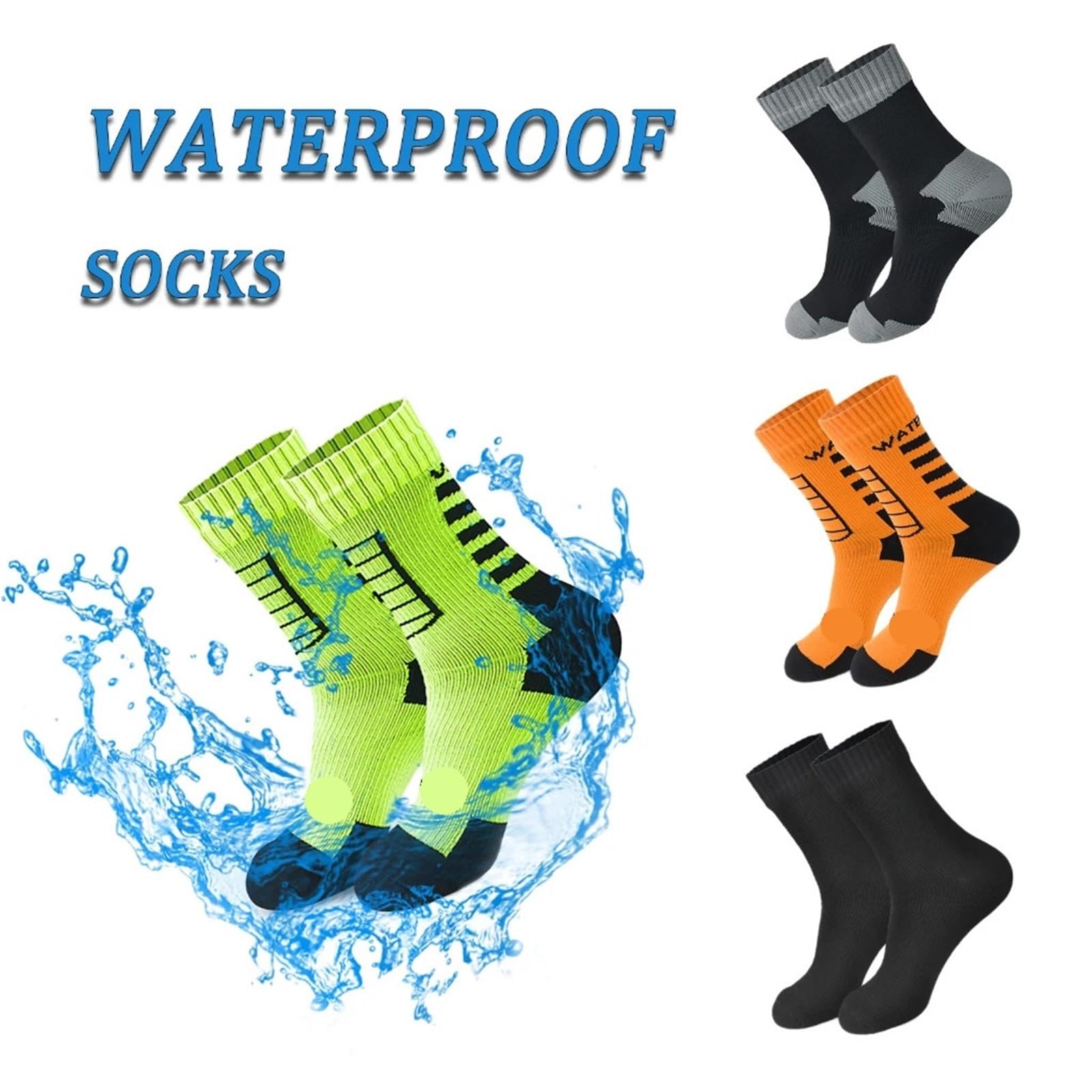 Wasserdichte Socken 2Pairs Waterproof Socks Outdoor Sports Hiking Wading Camping Trekking Winter Skiing Sock Warm Breathable FüR Wie Laufen