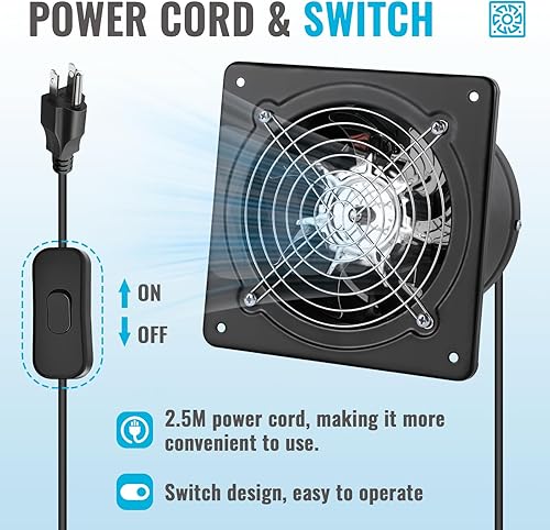 Miniatura 3 de YUCHENGTECH Ventilador de escape de 8 pulgadas para montaje en pared, instalación a través de la pared, ventilador de humo para ático, garaje,