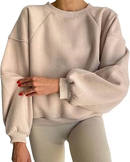 Casual Cotton round Neck Solid Sweatshirt Oversized Pullover Sweaters Casual Comfy Fall Fashion Outfits Clothes 2023 Pullover Hoodie Girls