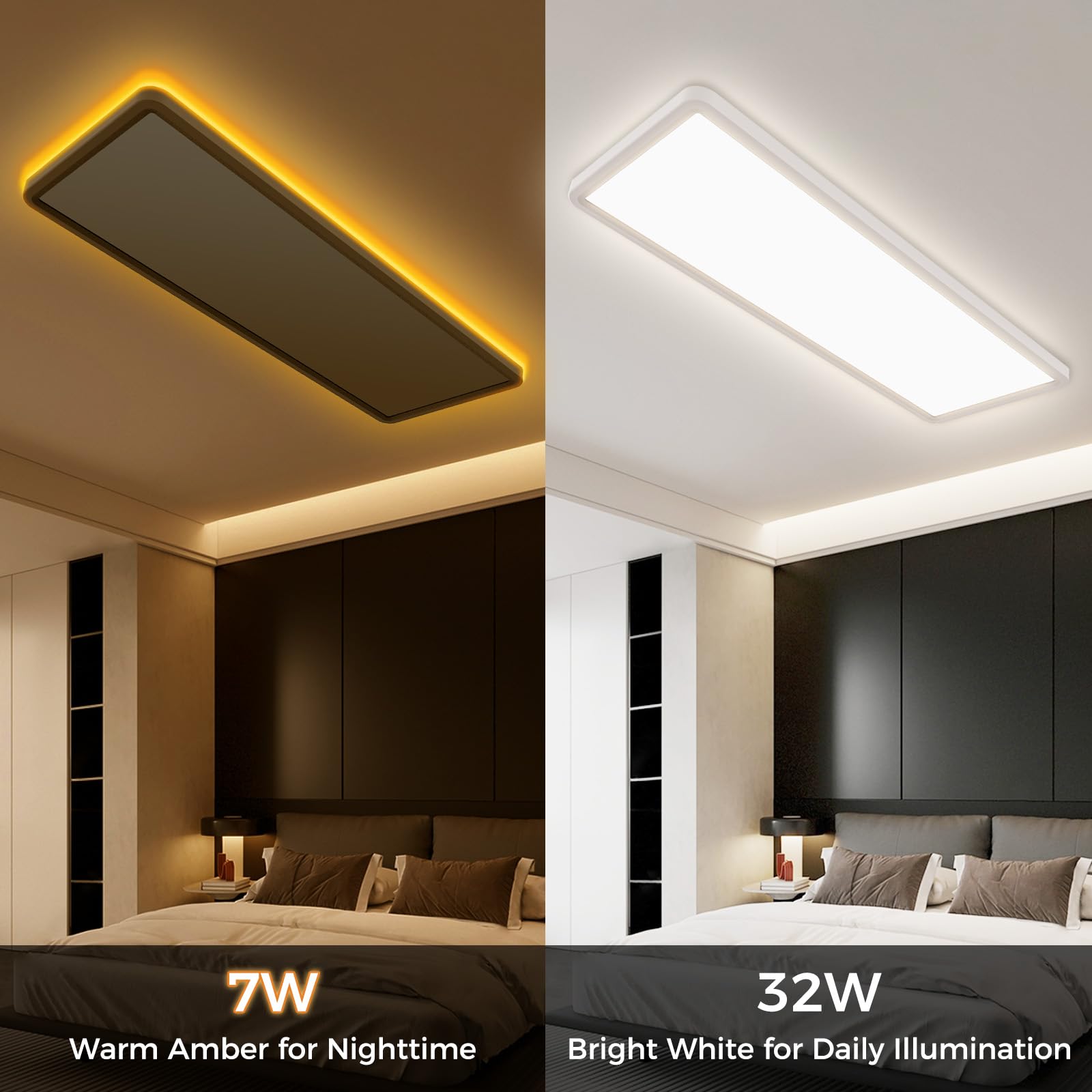 slochi LED Deckenleuchte Dimmbar 32W 3000LM, Deckenlampe mit Fernbedienung