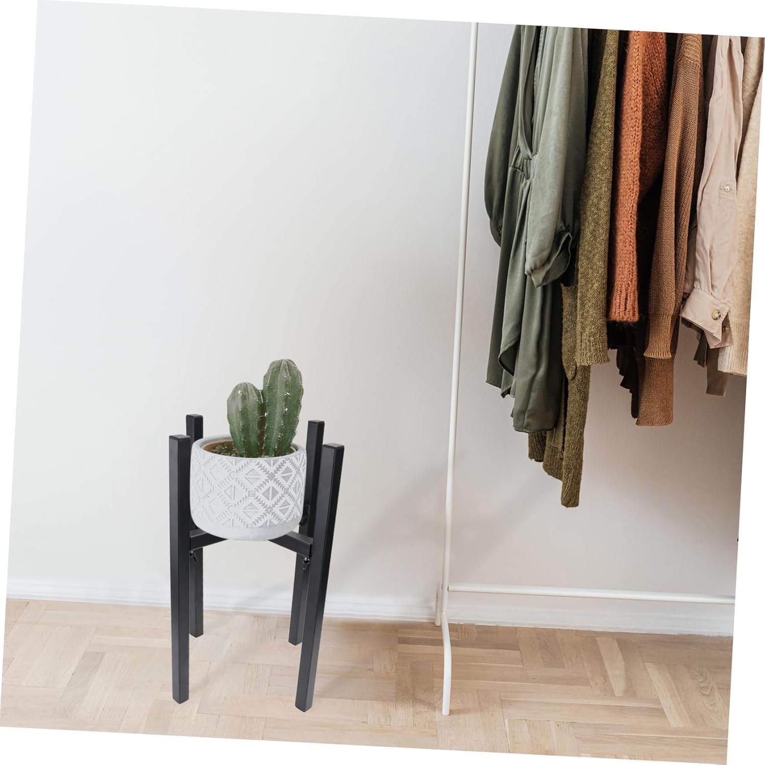 Milisten 1pc Adjustable Plant Stand Modern Flower Pot Holder for Use Cross-shaped Design Sturdy Support for and Cacti Height Adjustable Elegant Black Finish