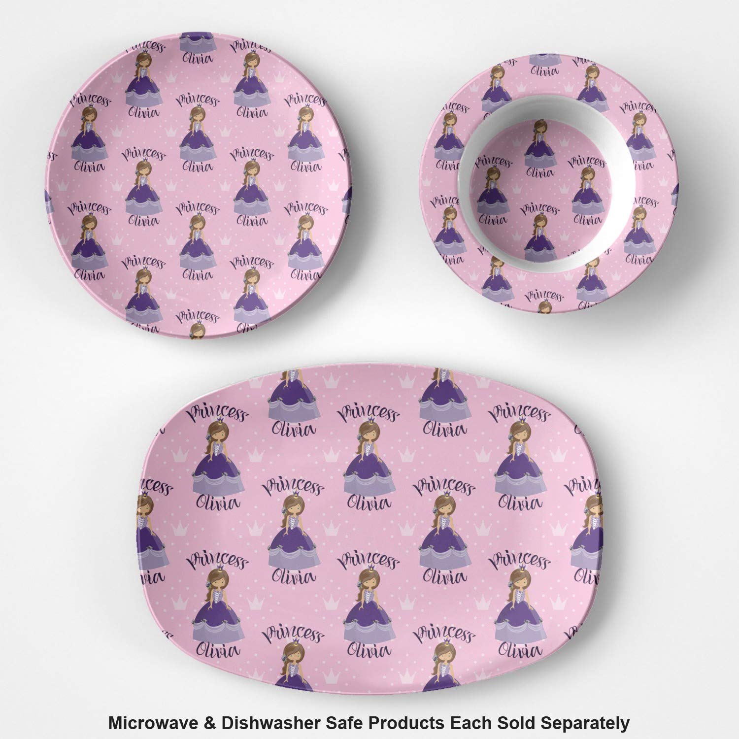 Personalized Custom Princess Plastic Bowl - Microwave Safe - Composite Polymer