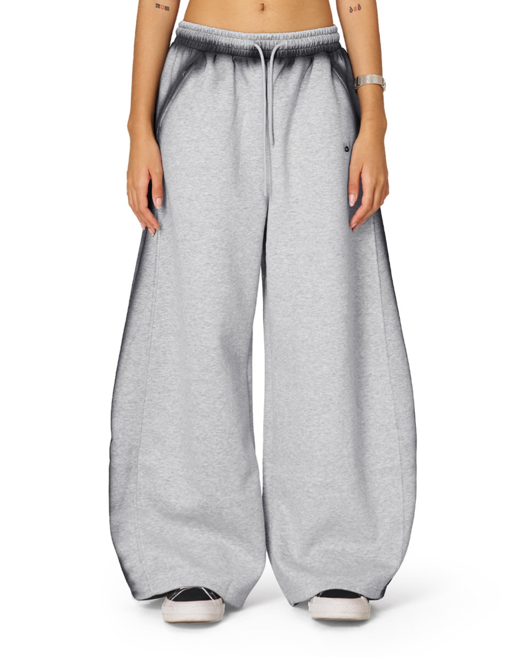 Aelfric Eden Herren Baggy Jogginghose Damen Inkjet Barrel Sweatpants Baumwolle Kordelzug Freizeithose Graue Sporthose mit Taschen