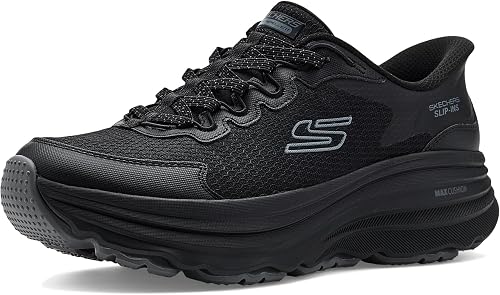 Skechers Women's Max Cushioning Zirrus Sneaker, Black/Black, 5