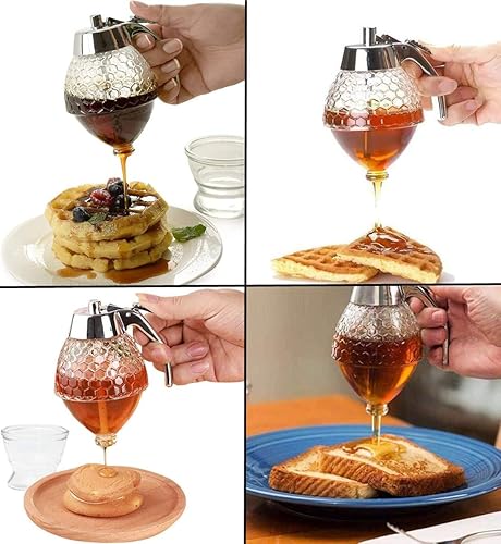 Miniatura 3 de El dispensador de miel no gotea, con un dispensador de jarabe, un frasco de miel en forma de peine de miel, una botella exprimible dispensador de
