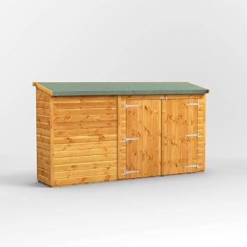 Powersheds High Grade Premium Pent Bike/Bicycle Wooden Shed with Security Features, Door Flexibility, made from Extra Thick Timber