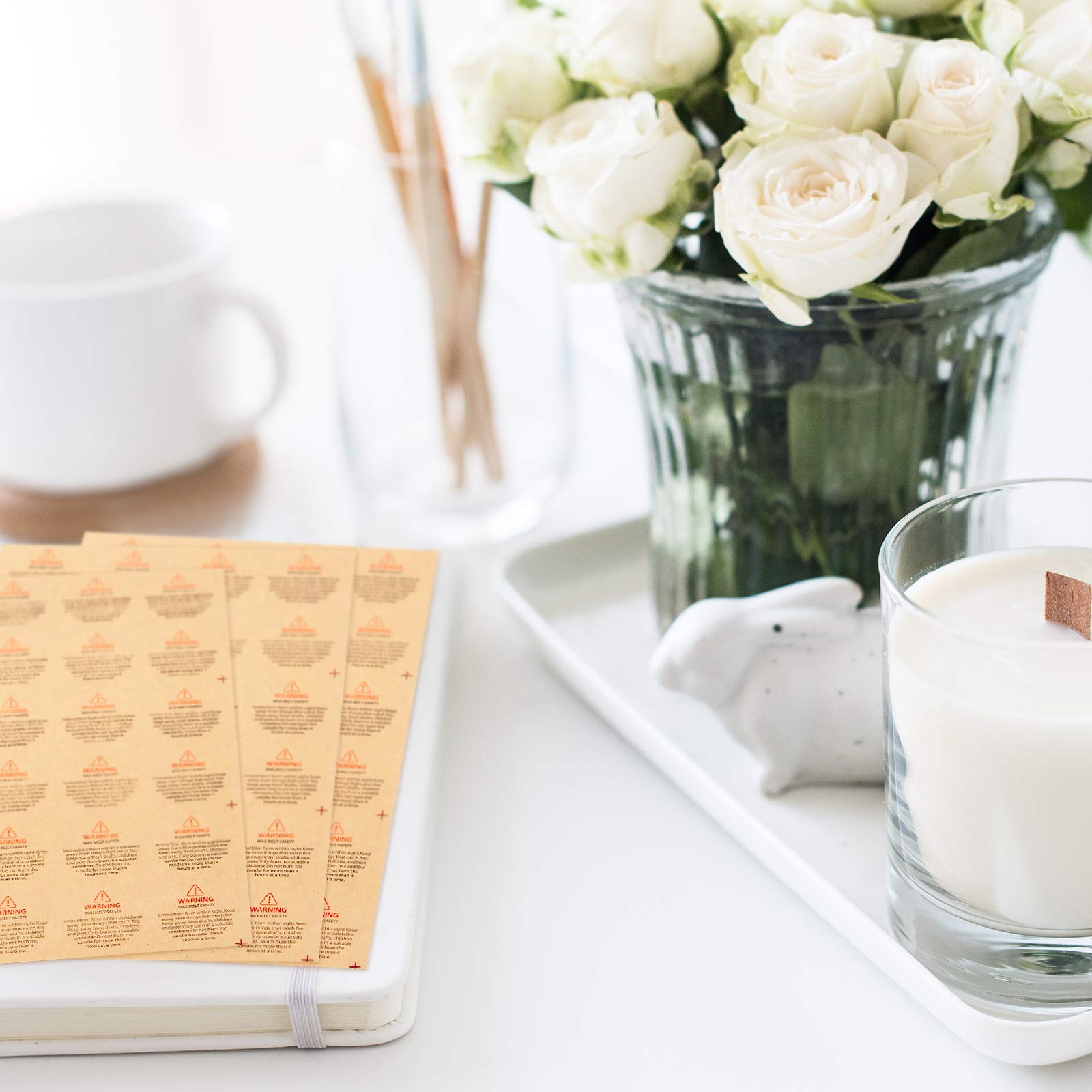 Kraft Candle Warning Stickers Safety Candle Labels Round Candle Wax