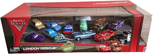 Disney Cars 2 London Rescue with Captured Professor Z - Paquete de regalo para 12 autos