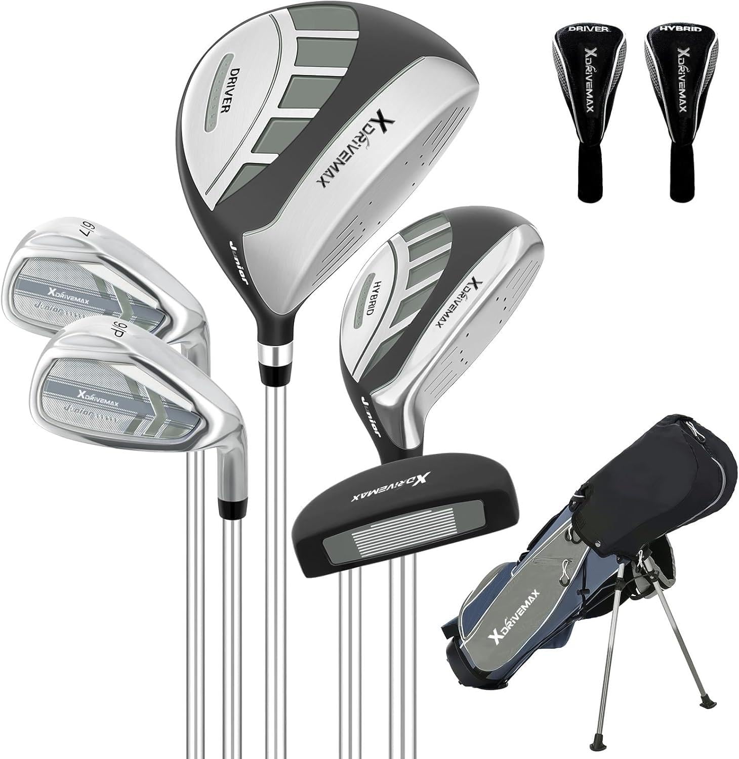 XDriveMax Junior Golf Club Set for Kids Ages 4-12, 5-6 Piece Right Hand Set with Stand Bag