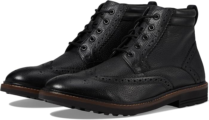 Мужские ботинки Nunn Bush Odell 2.0 Wingtip Dress Casual Chukka Leather, цвет: Чёрный — фото 1