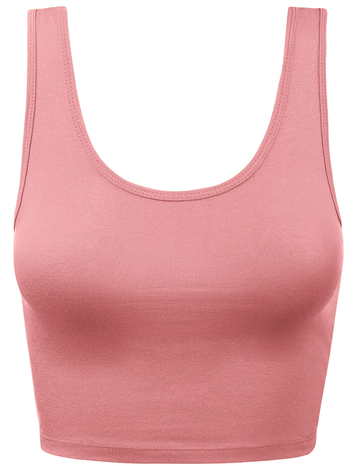 Women's Cotton Racerback Crop Tank Top - Slim Fit Sleeveless Dusty Rose Top - View #11