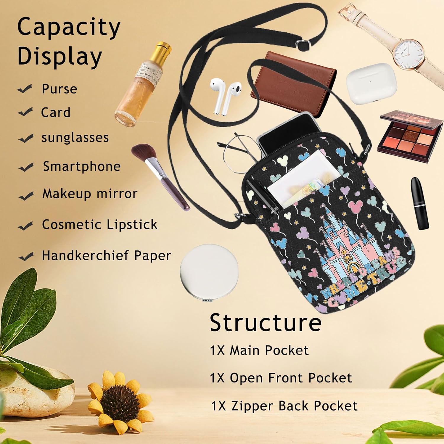 BWWKTOP Enchanted Kingdom Crossbody Bags Fantasy Land Inspired Gifts Crossover Shoulder Bag Fairy Tale Vacation Merch - Image 7