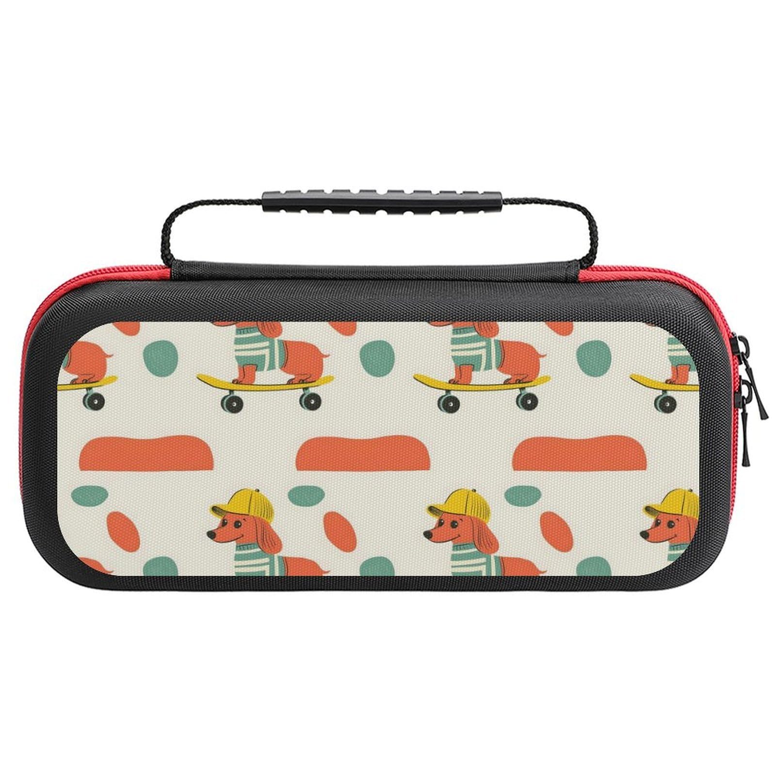 GVYGVY Compatible with Nintendo Switch Case - Travel Fashion Skateboard Dog Cute Print Carrying Case Compatible with Switch
