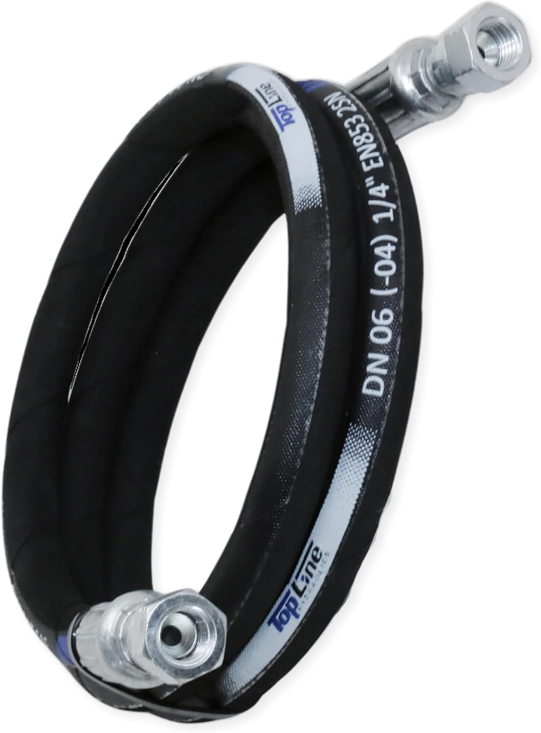 1/4" Hydraulic Hose Assembly with Female JIC X Female JIC 10,150 psi (48 inches) SAE 100 R2AT 2-Wire Braided, Oil-Resistant Rubber Tube, High-Tensile Steel Reinforced | Model HFR204-043F-043F-48