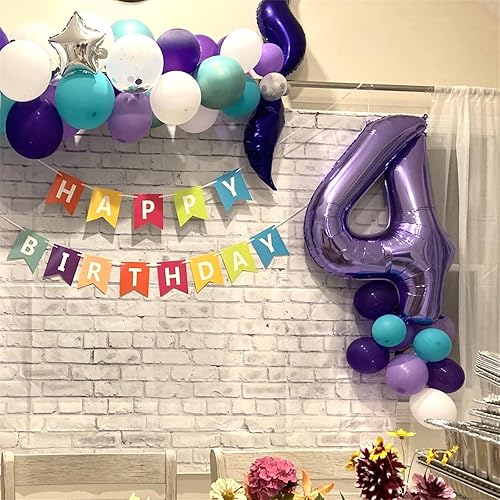 Vista 225 de Globos de 40 pulgadas, globo azul claro número 4, helio autoinflable de aluminio azul bebé para niños de 40 a 15 años, decoraciones de fiesta
