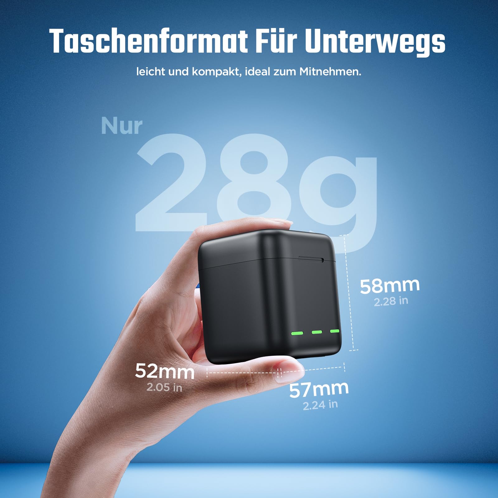 Jeebel Akku Ladegerät für GoPro Hero 13 Black — 3-Kanal Batterie Ladegerät mit Schnellladung, USB-C Kabel — Schnellladegerät Kompatibel mit GoPro Hero 13 Black Original-Akku (Ohne Akku)