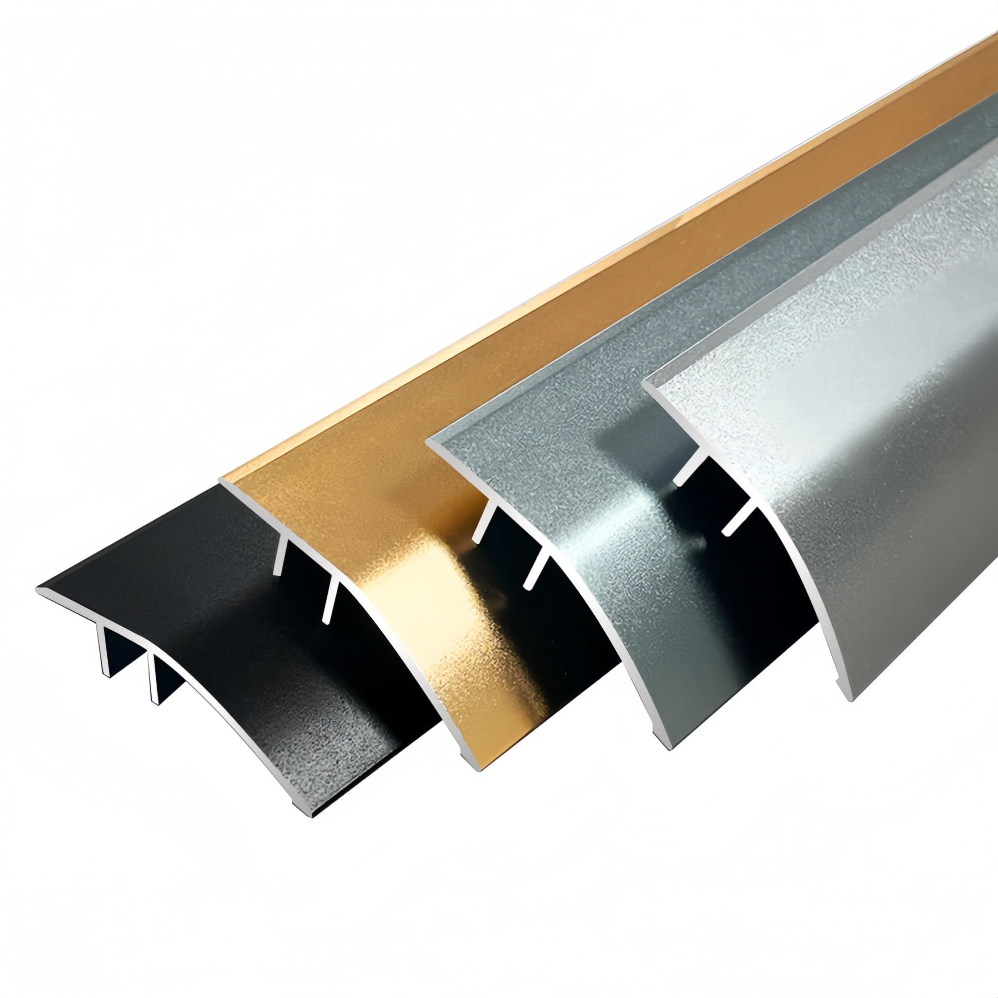 Aluminiowa listwa przejściowa w kształcie litery T Listwa przejściowa do podłogi litej, listwa progowa aluminiowa 2,7 m 43 mm wielokolorowa 3 szt. do płytek laminowanych dywan winylowy(Black)