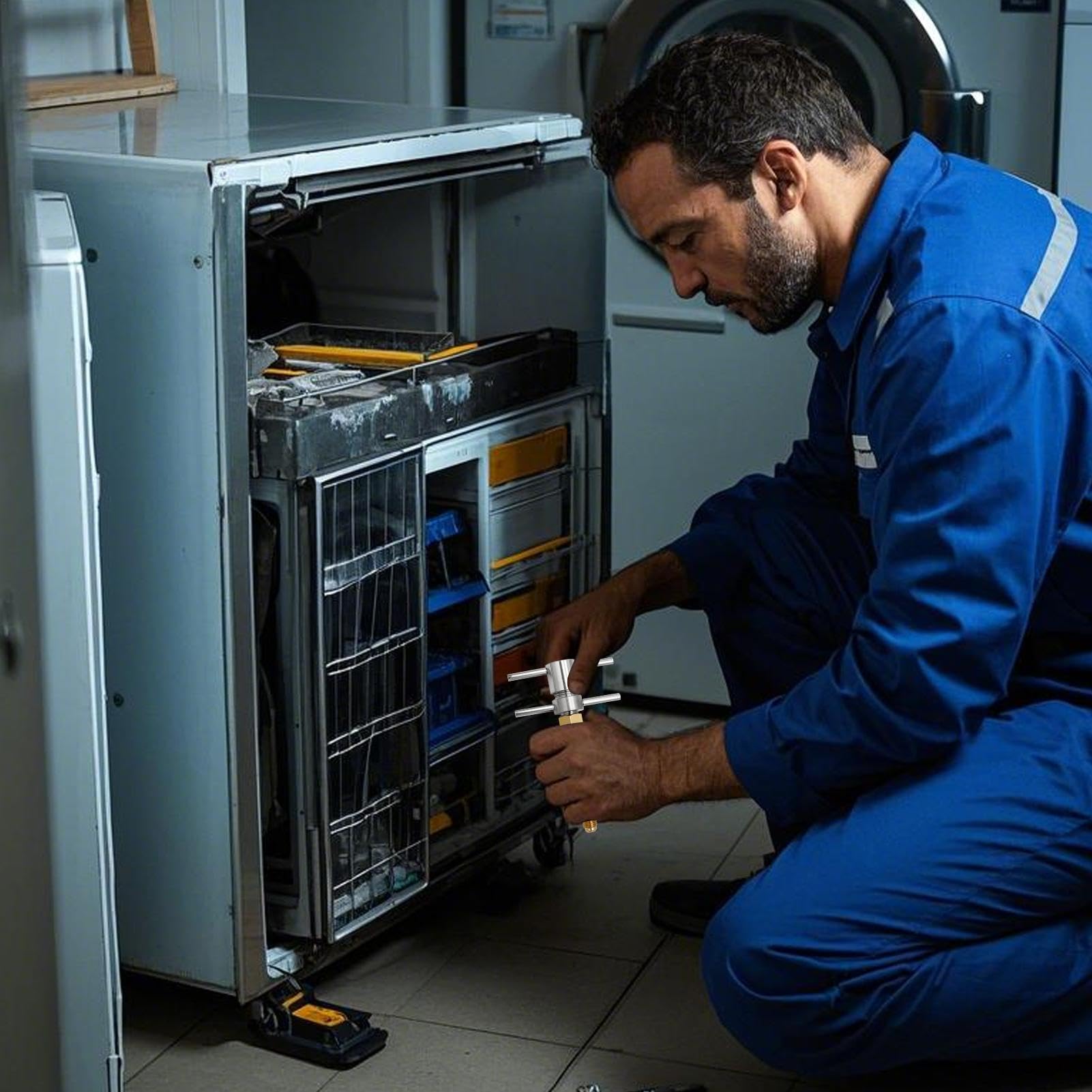 Frigorífico para frigorífico, arandela de presión de refrigerador rápido - Tapón de acoplamiento rápido Connect 1/4 pulgada para refrigerador - Herramientas de desbloqueo de piezas con alta