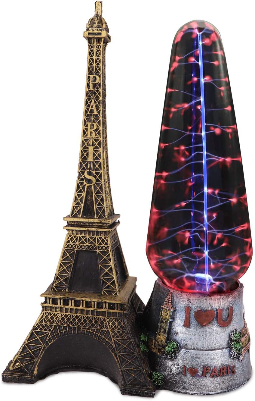 QISHENG 12.5 Inch Tall Large Eiffel Tower Plasma Ball Lamp Touch Sensitive,Party Magical Electrostatic Red Color Crystal Ball for Christmas