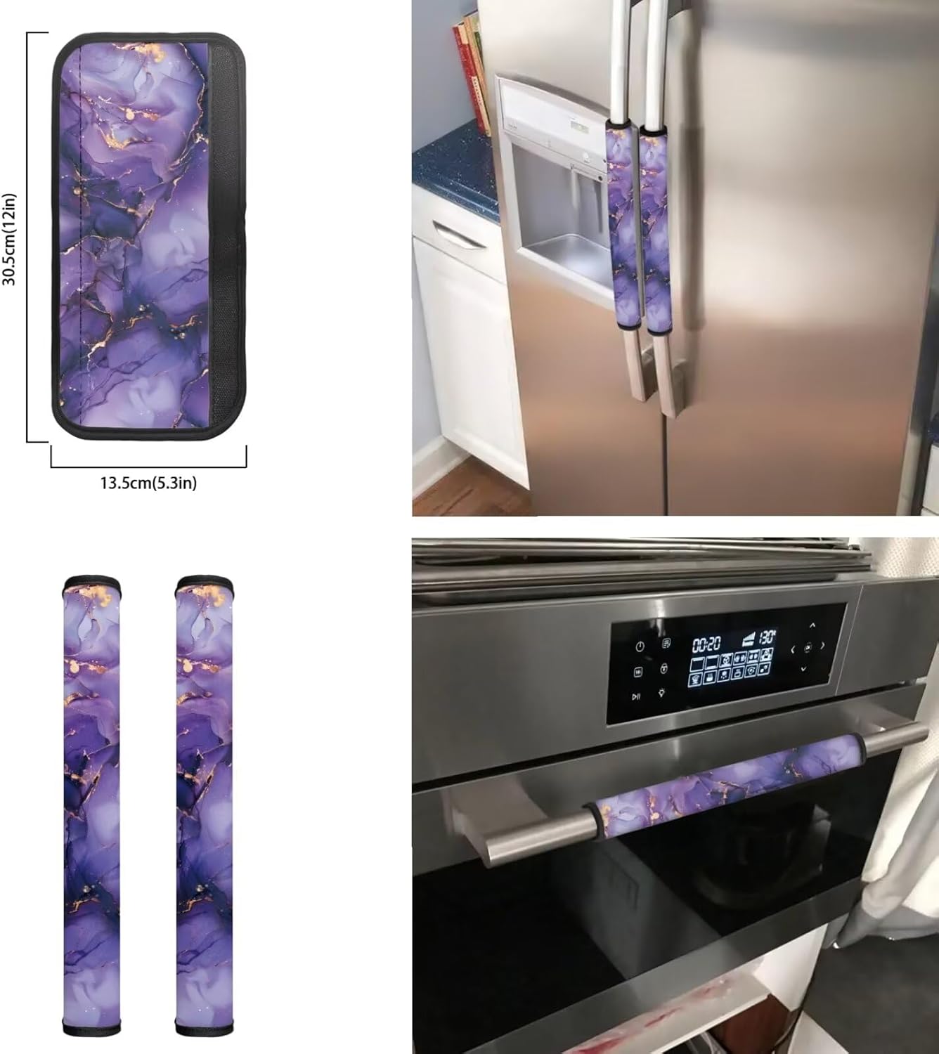 Refrigerator Handle Covers Set of 6 Purple Marble Refrigerator Decorative Cloth Door Handle Cover Protector Washable Door Handle Scratch Resistant Protective Cover for Fridge Oven Dishwasher