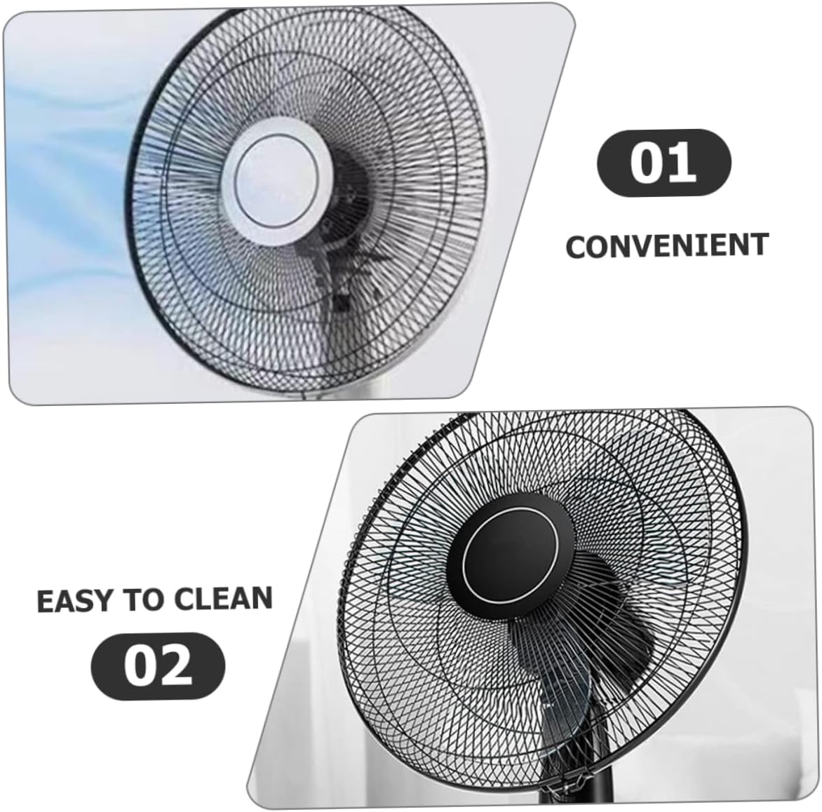 Ipetboom 2pcs Replacement Fan Blades for Wall and Pedestal Fans in Translucent Gray and White Easy Install Safe Edges for Home Use