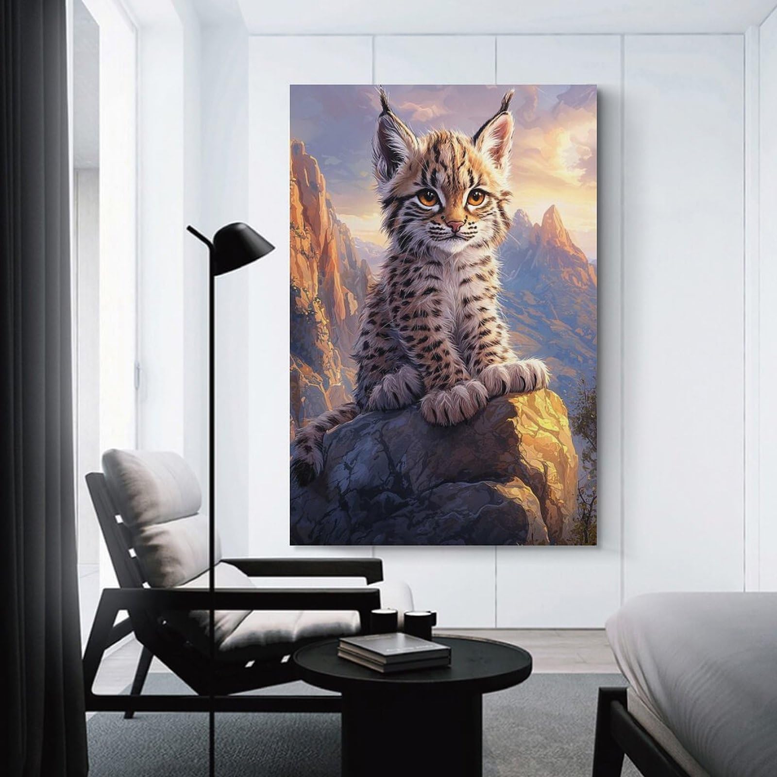 Junmoney Unframe-Style-1 Lynx Kitten On Mountaintop Wall Art Print, 08X12inch(20X30cm), For Living Room, Bedroom, Office Or Hallway, A Flexible Wall Accent For Shared Spaces