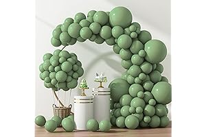 RUBFAC 129pcs Sage Green Vintage Latex Balloon Garland