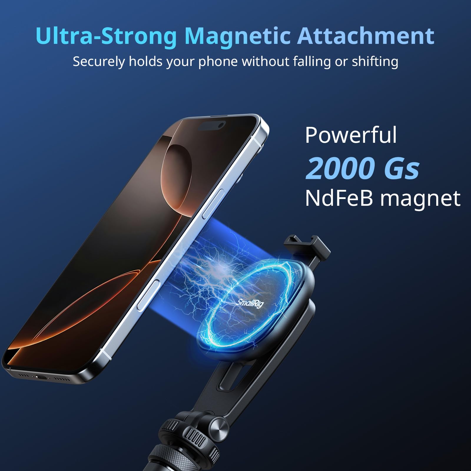 SmallRig AC-10 Morsetto magnetico per telefono, con attacco a slitta e foro filettato da 1/4"-20, per iPhone serie 16/15/14/13/12, inclinazione di 90° per registrazione, streaming live -5283