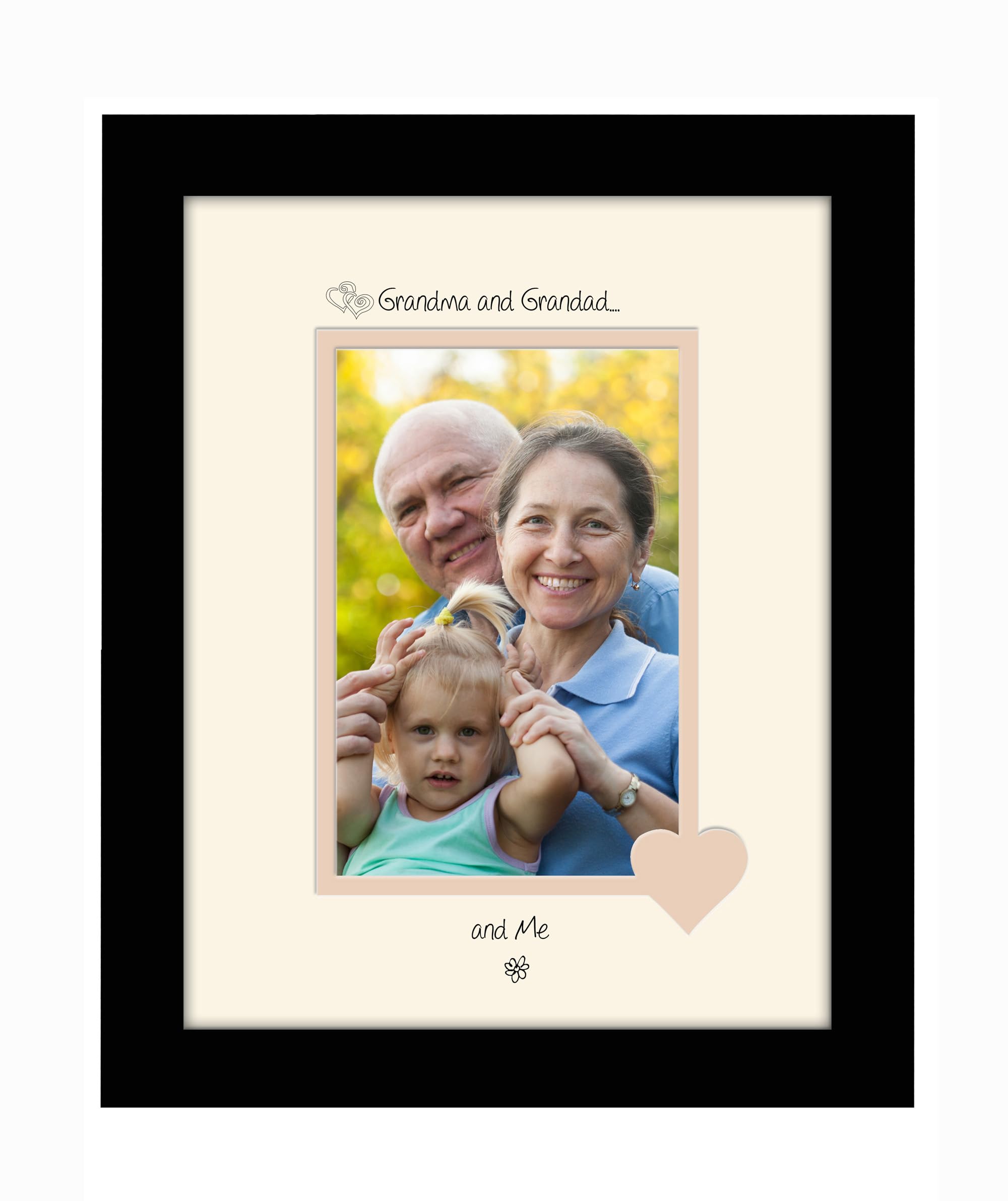 Photos In A Word Black Finish Frame Cream Mount Beige Inside Grandma & Grandad Photo Frame Portrait Grandma & Grandad And Me 6X4 Double Mounted 1014F Quality Gift (Black Finish Frame Cream Mount Beige Inside)