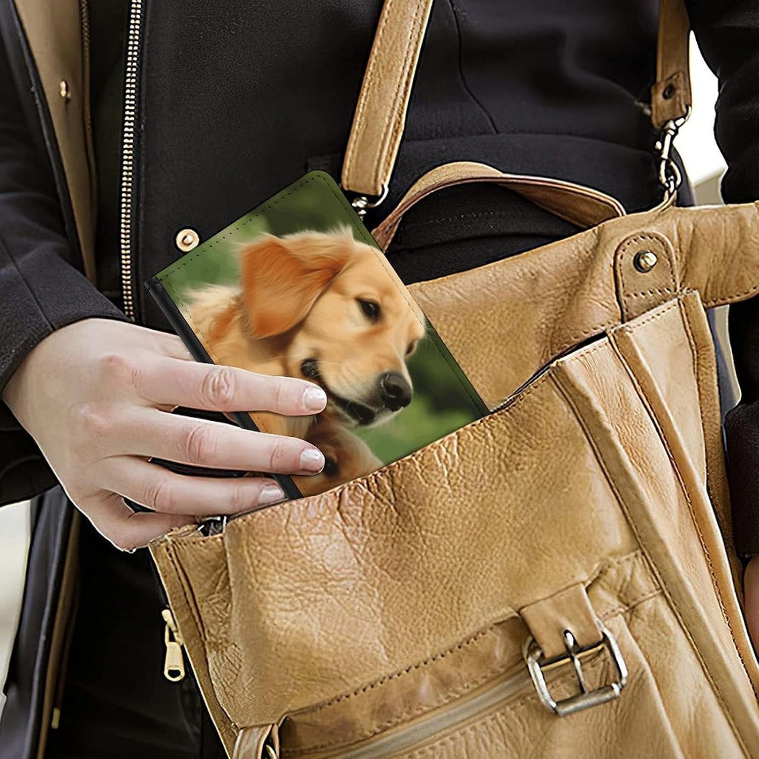 Cute Passport Holder for Travel,Personalized Multi-Functional Passport Cover with Card Slots,Slim Dog Golden Retriever Printed Passport Wallet for Women Men