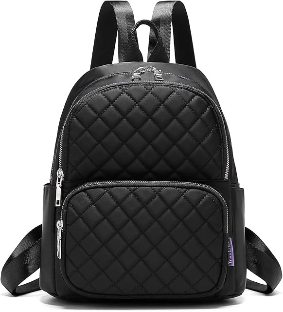 Travistar Backpack Womens Fashion Lightweight Nylon Casual Rucksack Small Ladies Backpack Anti-Theft Shoulder School Bag Travel Daypacks for Women & Girls, Black