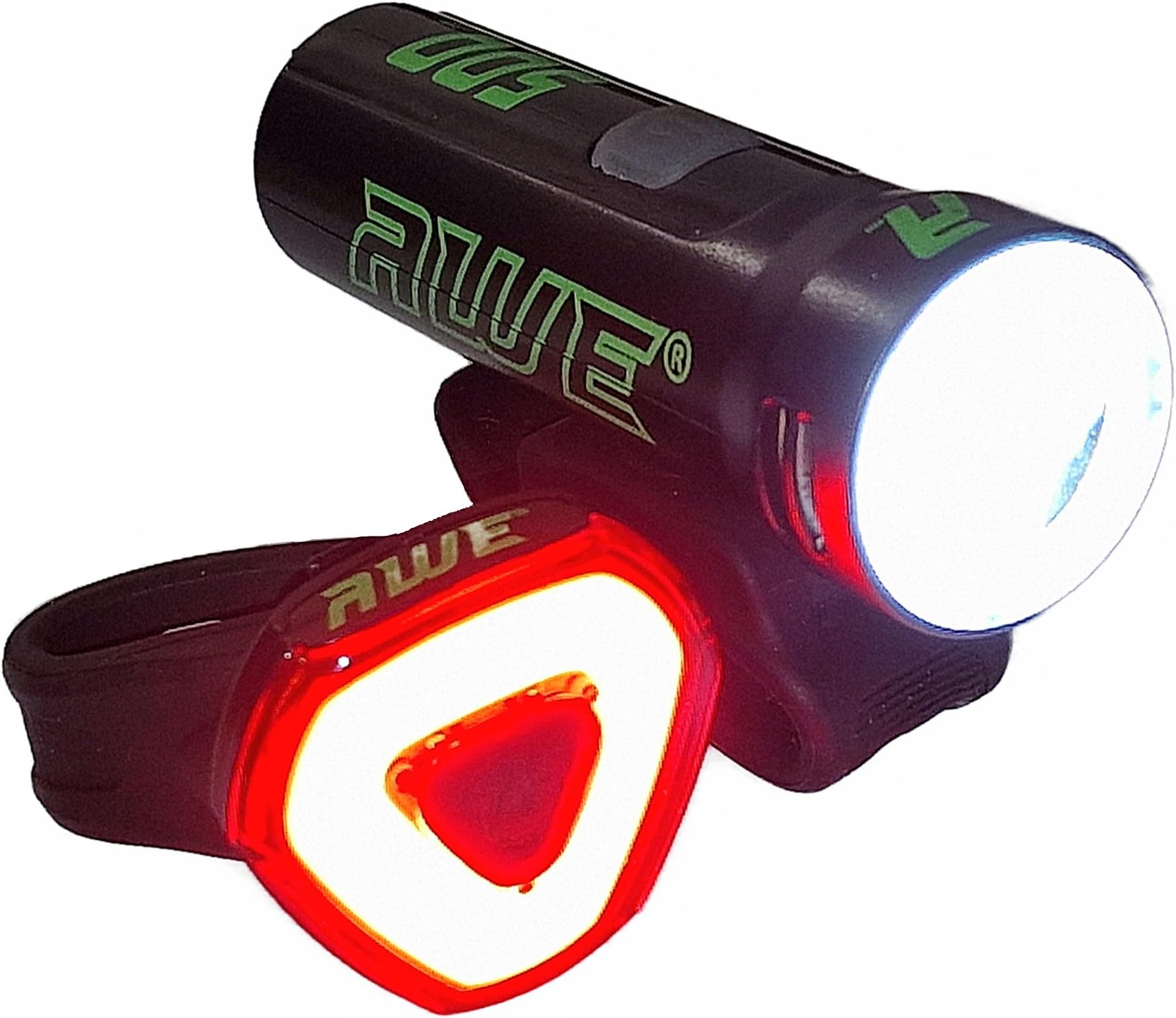 AWE® AWEBlast™ 530 Lumens Super Bright USB Rechargeable Light Set Front/Rear Black CE Approved *SEE 360 VIDEO*