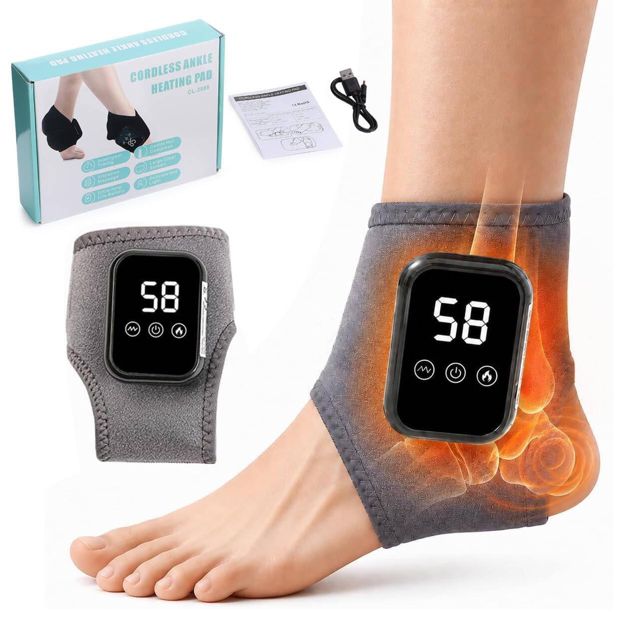 Photo 1 of Foot Advanced Renew Triple Method Massager for Neuropathy and Plantar Fasciitis Pain Relief,Portable Cordless Ankle Massager with 3 Vibration Modes and Heat for Heel,Arch & Ankle Relief (1PC-Gray)
