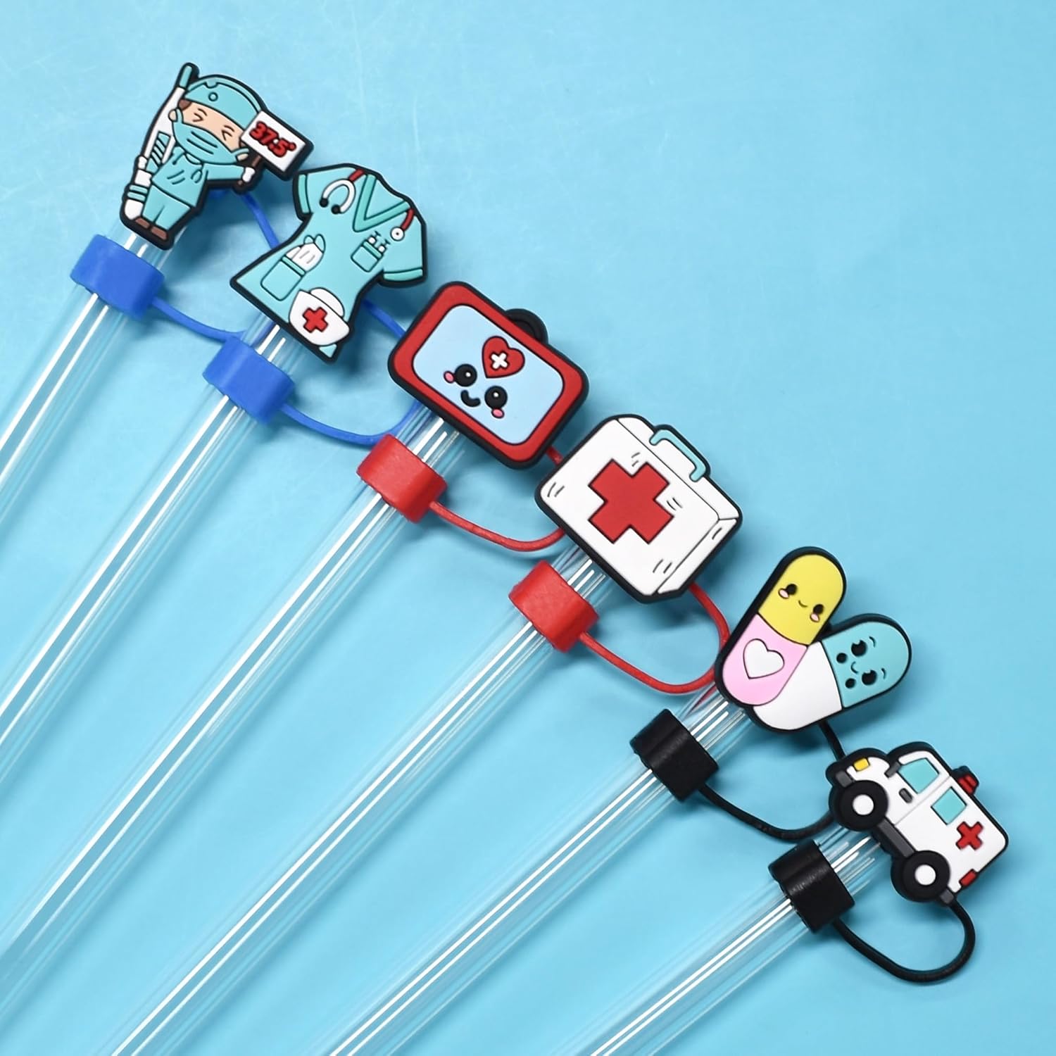 20 Pack Medical Straw Covers Cap for Tumblers, 10mm Cute Dust-Proof Nurse Straw Topper for Water Bottles Stanley Cups Accessories Gifts For Women Party Favors - Image 3