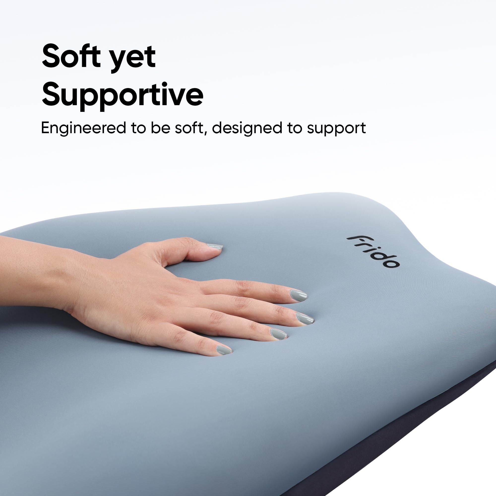 Frido Cloud Backrest Cushion | High-Density Memory Foam | Premium Lumbar Support for Chairs | Durable Back Pillow for Office Chair & Home Use | Breathable & Machine-Washable Cover (Pebble Grey) 1