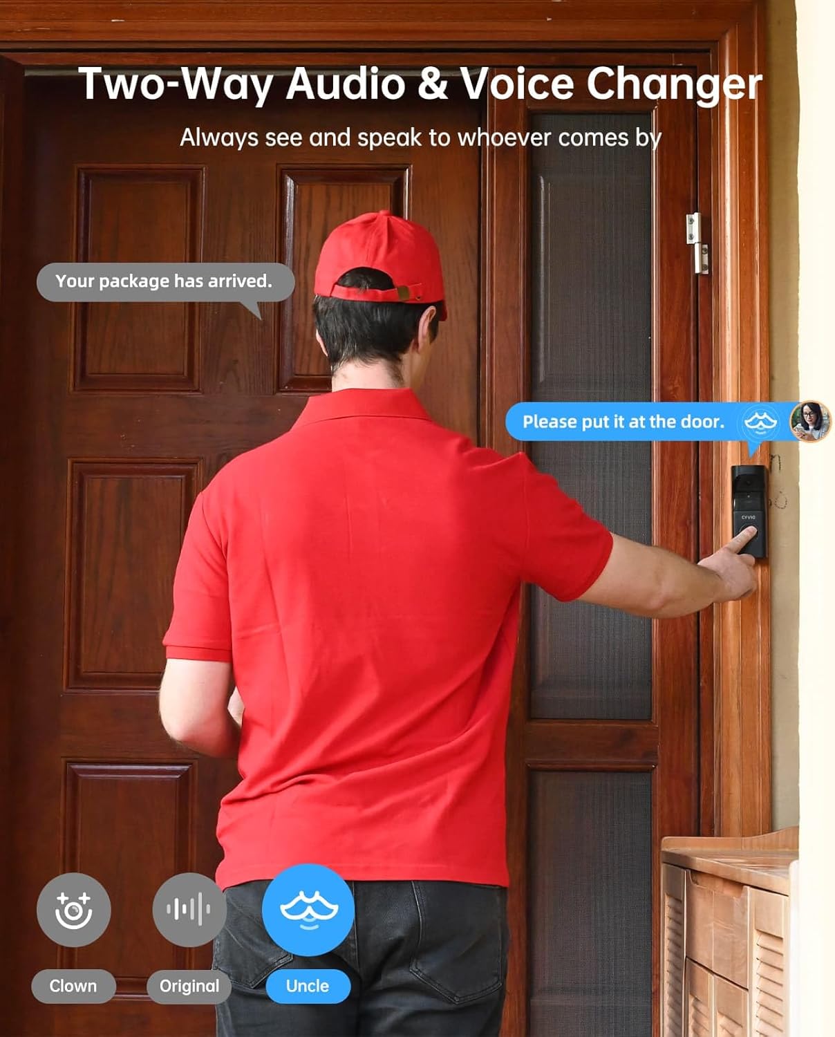 Doorbell Camera Wireless, 5MP Video Doorbell with Base Station, Head to Toe Wide Video View, Battery/Wired Option, Package Monitor, 2-Way Talk, Human Detection, 2.4/5 GHz WiFi, No Subscription