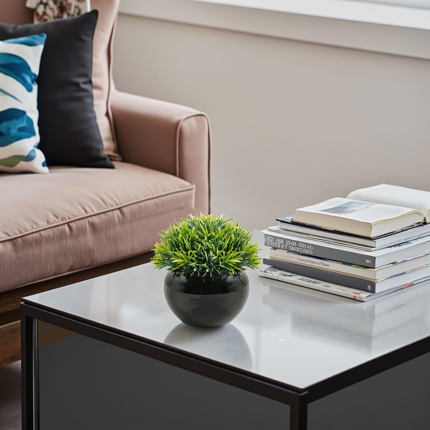 Velener Small Artificial Succulents Grass Desk Plant for Office, Fake Sage Plants for Shelf Decor, Mini Faux Plant Indoor, Masculine Home Decor, Coffee Table Decor, Bathroom Decor in Pot (2 Pack) - Image 8