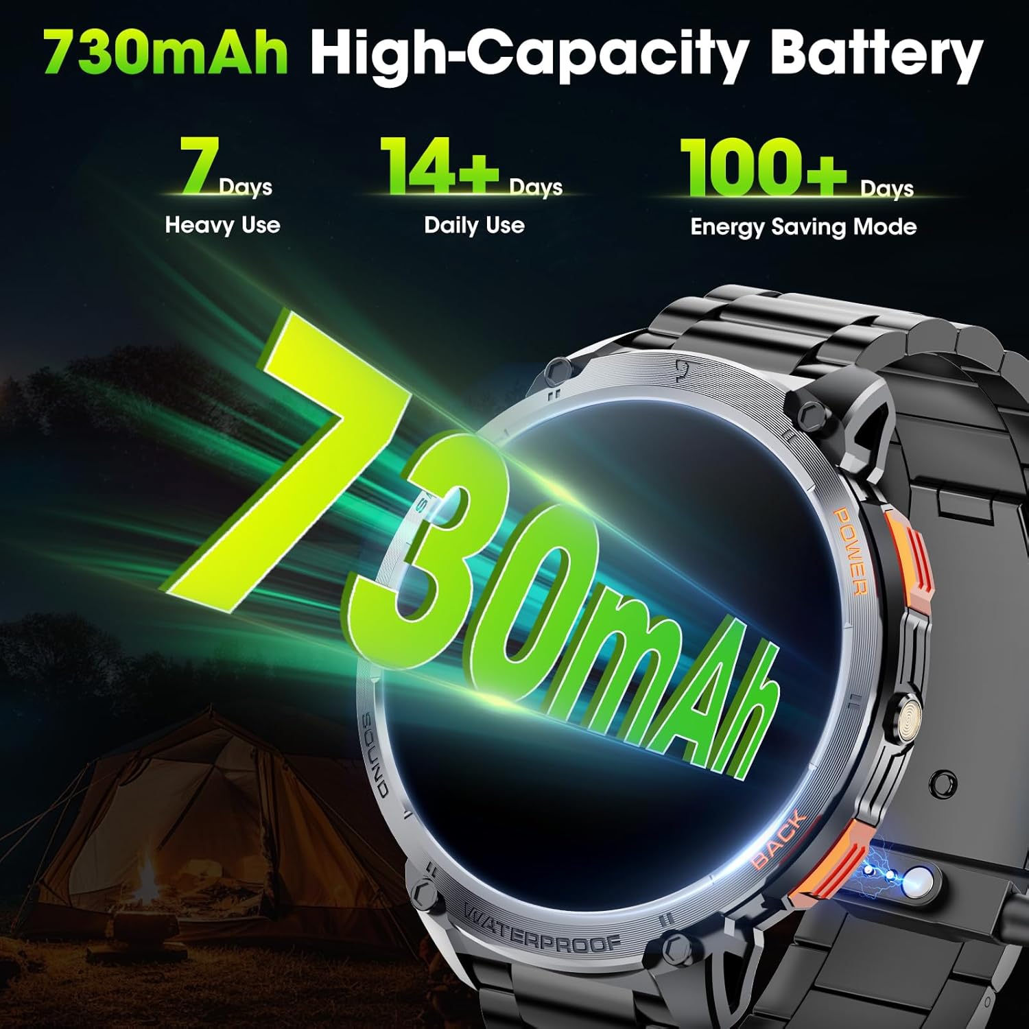 Military Smart Watches for Men, 1.85" HD Large Screen Smart Watch, Flashlight/730mAh/110+ Sports Modes Fitness Tracker Watch, Waterproof Mens Smart Watch for Android Phones iPhone Compatible(2 Strap) 4 71sp4W1f1ML. AC SL1500