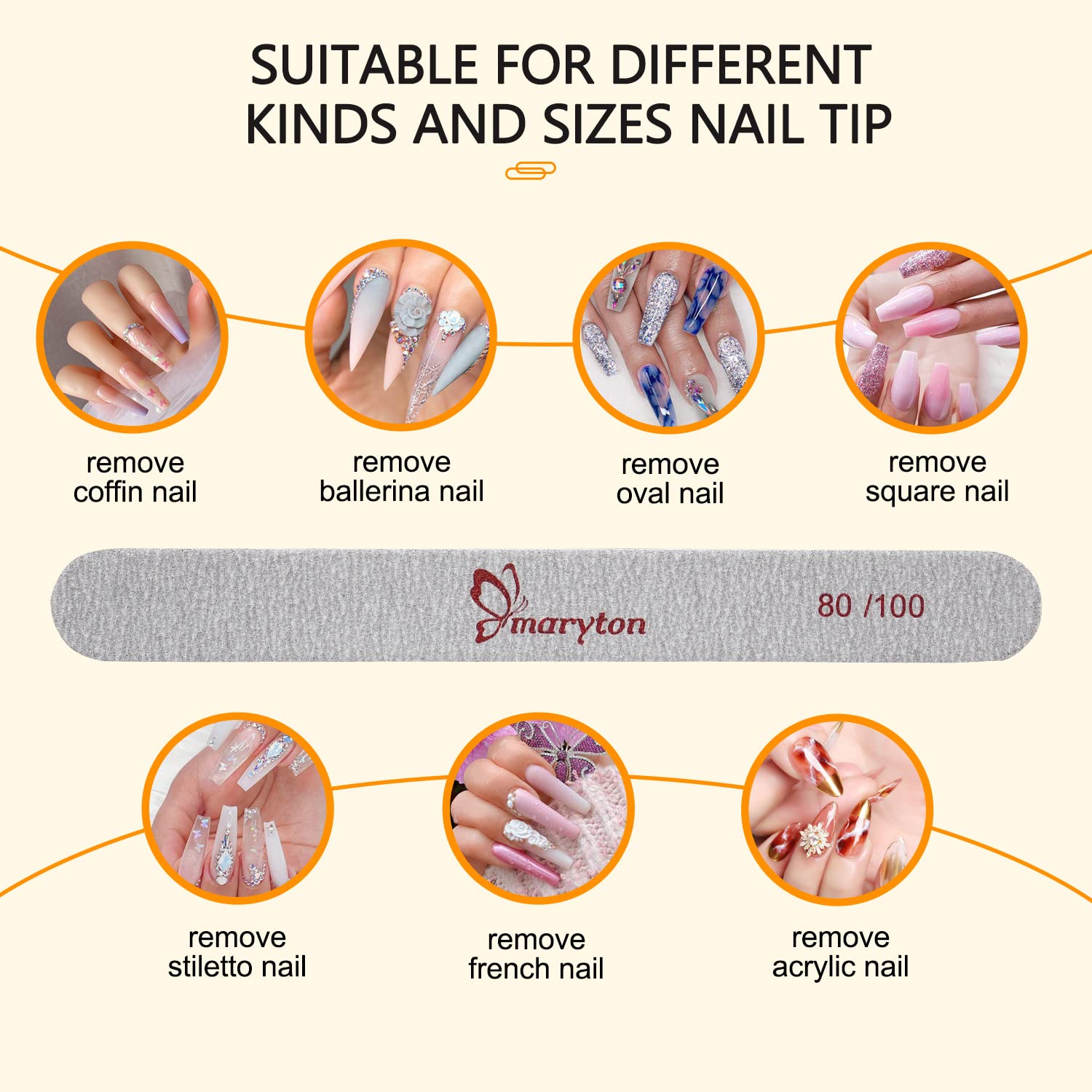 MARYTONLima de uñas para gel de extensión de uñas y uñas acrílicas de doble cara de esmeril Junta de limas de uñas Set de herramientas de manicura (20 unidades), Gris,