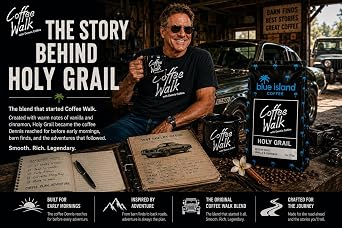 Coffee Walk Holy Grail Blend | Vanilla Cinnamon Flavored Medium Roast Ground Coffee | 100% Arabica | Created with Dennis Collins | Roasted by Blue Island Coffee | 11oz