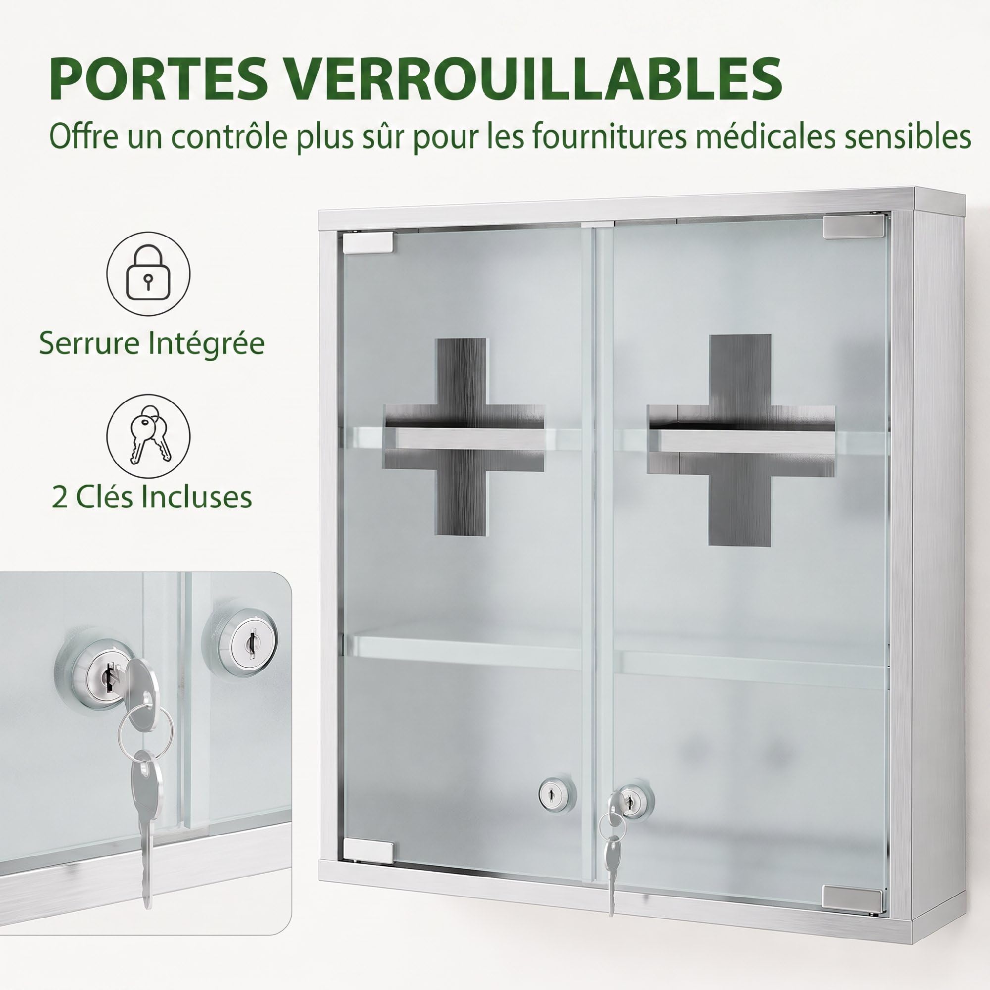 HOMCOM Armoire à Pharmacie Murale 6 Compartiments 46 x 12 x 48 cm Argenté