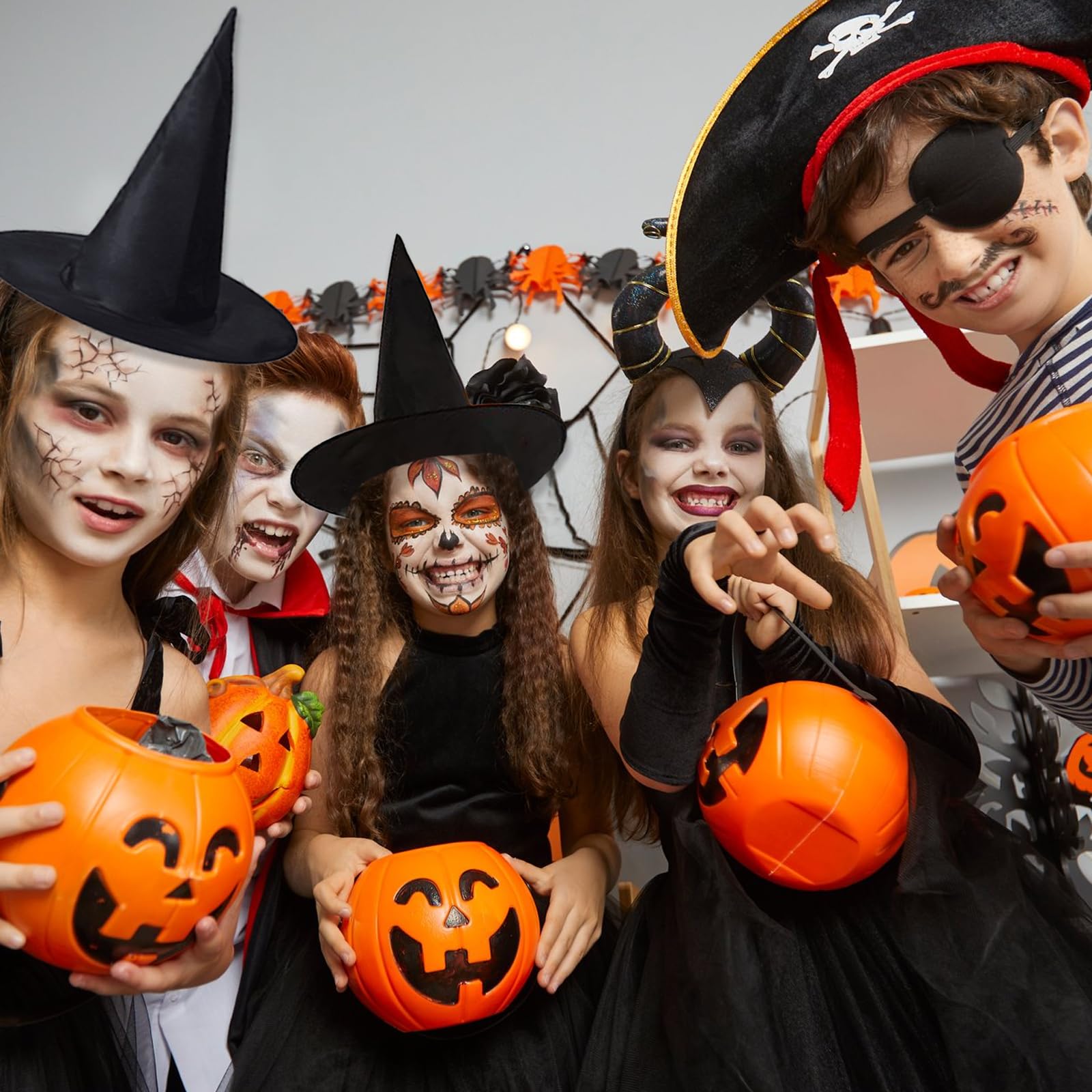 2 Pcs Chapeaux de Sorcière pour Fête d'Halloween, Accessoires de Costume, Chapeau de Sorcière pour Enfants, Chapeau de Sorcier Pliable pour Halloween, Réunions de Famille, Taille Unique (Noir)