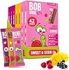 Bob Snail Fruit Leather Stripes – Mix Flavors Raspberry, Blackcurrant, Mango – Sugar Free, Vegan, Natural Healthy Fruit Snacks for Adults and Kids, Bulk Candy Family Box, 42 Bars Pack of 7, 588g