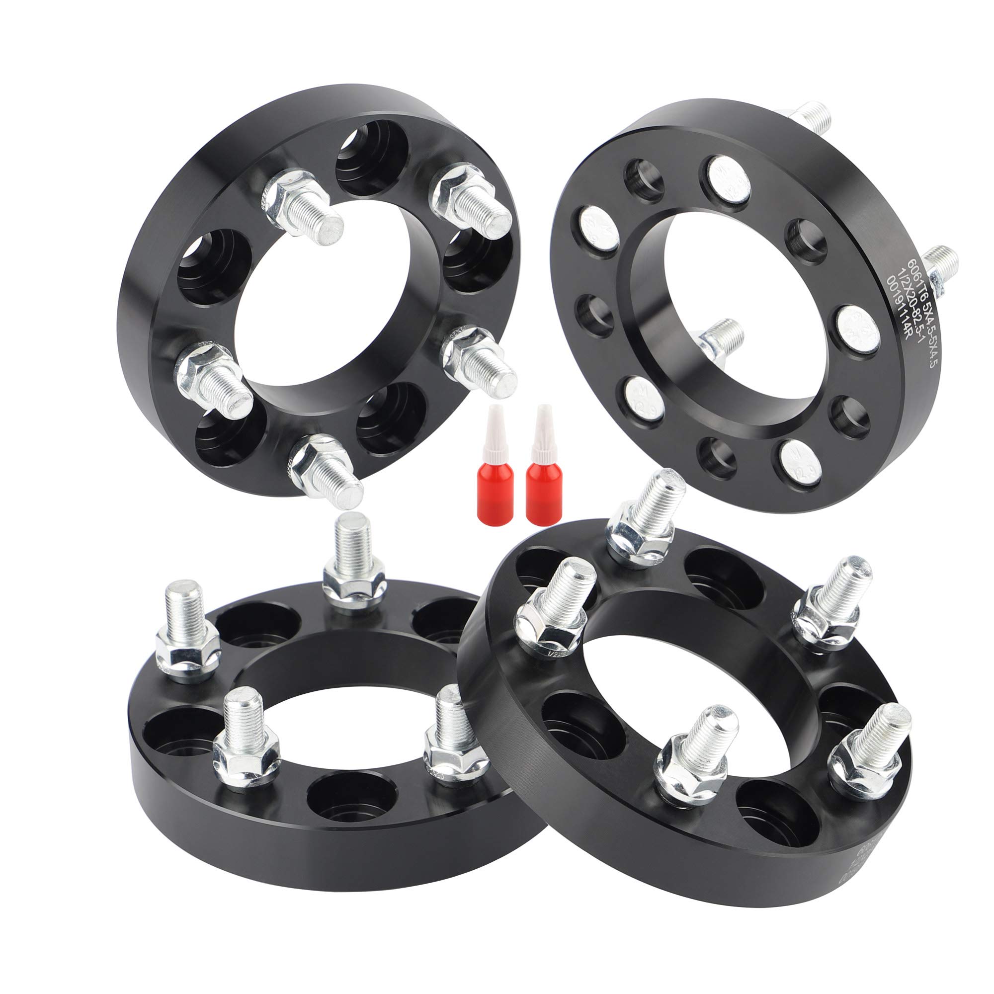 Rying 5x4.5 Wheel spacers for YJ TJ XJ KJ KK TY, 1 inch 82.5mm CB 5x114.3mm Wheel Spacers for Jeep Ford Selected Vehicles with 1/2 Studs, Bonus Thread-Locking Adhesives