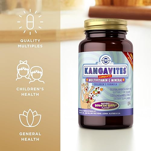 Miniatura 4 de Solgar Kangavites, Bouncin' Berry Flavor - 120 tabletas masticables - Fórmula completa multivitamínica y mineral para niños - Vegano, sin gluten
