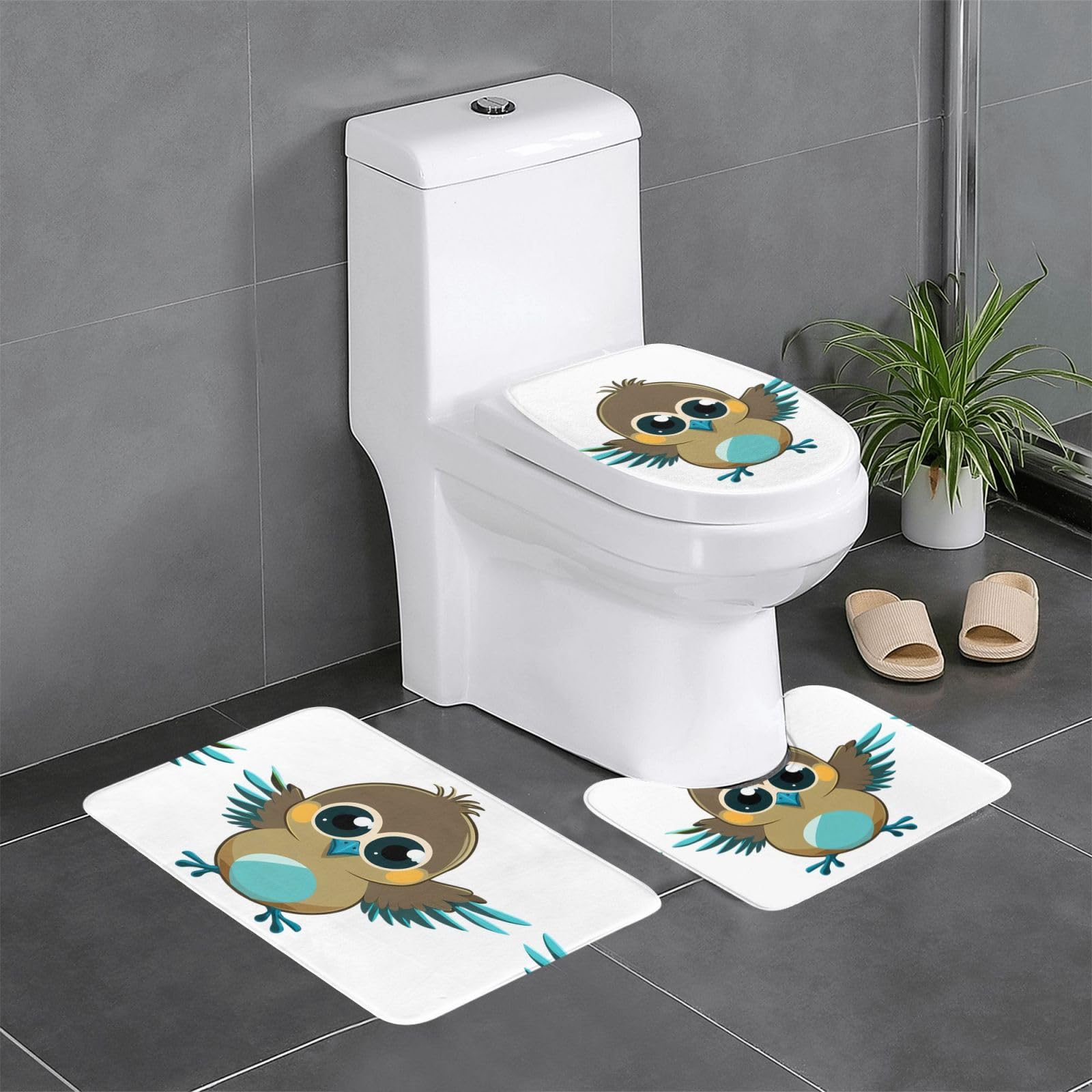 Tapis de salle de bain antidérapants WHJDPP 61x40.6 cm avec tapis WC forme U et O