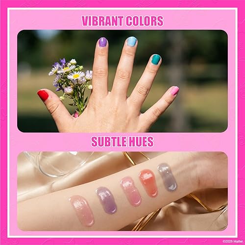 Vista 6 de Set de maquillaje cosmético Barbie para niñas con brillo de labios súper brillante, esmalte de uñas y pegatinas para uñas 11 piezas, perfecto