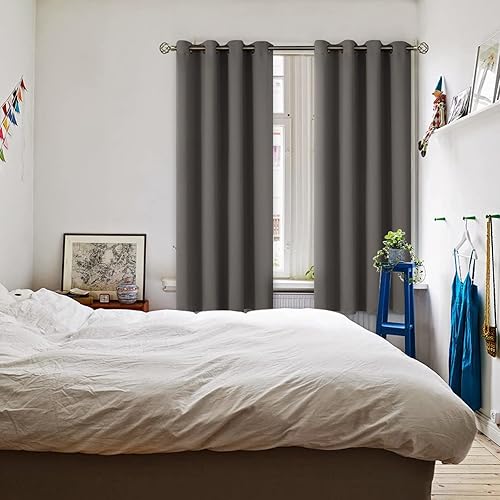 Miniatura 2 de BGment Cortinas opacas para dormitorio, con aislamiento térmico, con ojales, para oscurecer la habitación, cortinas para sala de estar, juego de 2